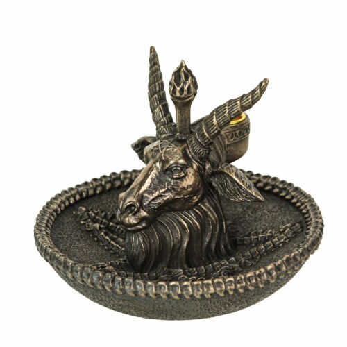 Baphomet Goat Head Ritual Altar Bronze Finish Backflow Incense Burner 5 Inches Perspective: top