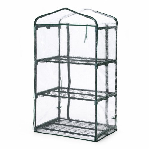 Glitzhome 49.25 Inch Tall Portable PVC Greenhouse, 3 Tier Perspective: top