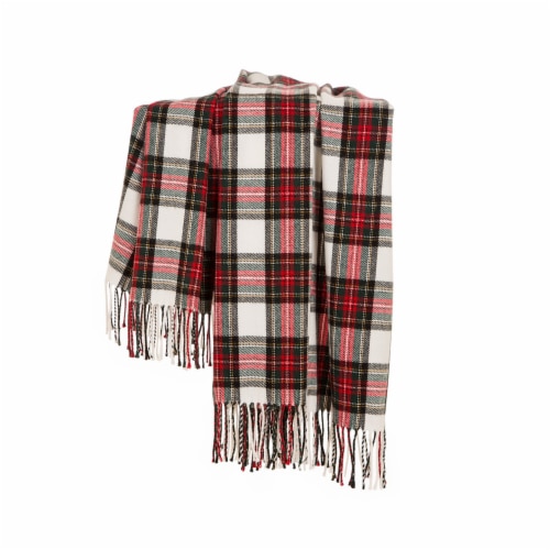 Glitzhome 50 x 60 Inches Acrylic Woven Throw Blanket, Red & Black Plaid Perspective: top