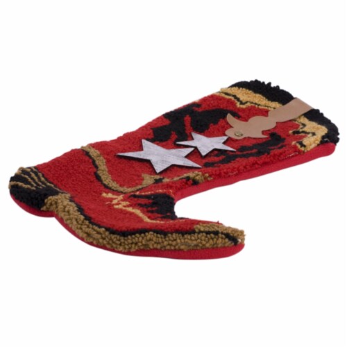 Glitzhome 19 Inch Length Hooked Stocking, Red Boot Perspective: top