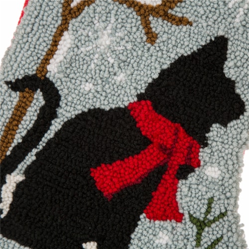 Glitzhome 20 Inch Length Hooked Stocking, Cat Perspective: top