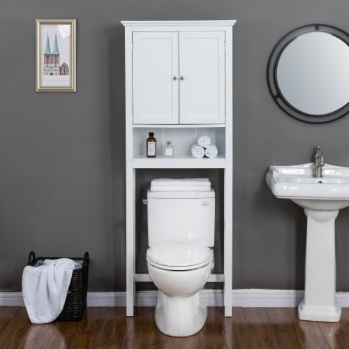 Glitzhome Waterproof Bathroom Cabinet Space Saver, Free Standing Over The Toilet Storage Perspective: top