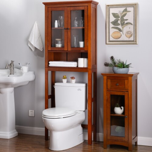 Glitzhome Drop Door Bathroom Spacesaver - Mahogany Brown Perspective: top