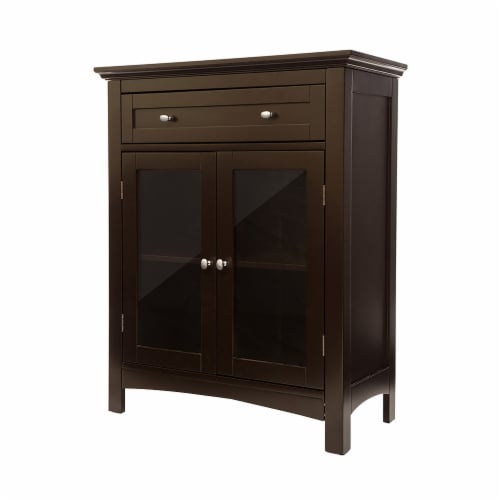 Glitzhome 26 * 32 Inch Wooden Floor Storage Cabinet with Double Doors, Espresso Perspective: top