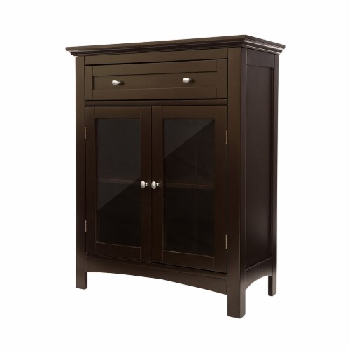 Glitzhome 26 * 32 Inch Wooden Floor Storage Cabinet with Double Doors, Espresso Perspective: top