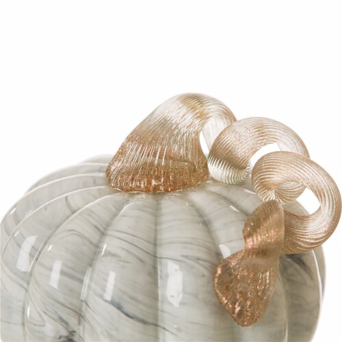 Glitzhome 5.25 Inch Diameter Gray Marble Small Short Glass Pumpkin Perspective: top