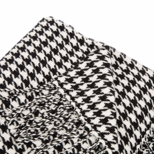 Glitzhome Acrylic Houndstooth Woven Tassel Throw - Black/White Perspective: top