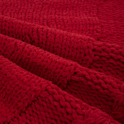 Glitzhome Knitted Polyester Farmhouses Christmas Tree Skirt - Red Perspective: top