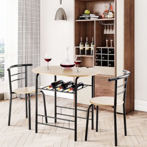 Costway 3 PCS Dining Set Table and 2 Chairs Home Kitchen Breakfast Bistro Pub Furniture Perspective: top