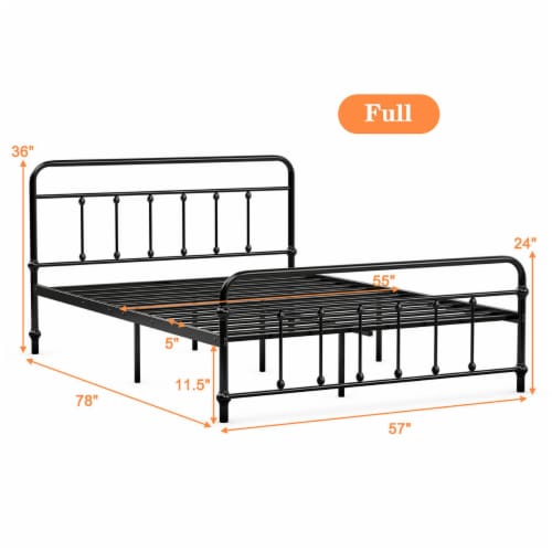 Costway Full Size Metal Steel Bed Frame W/ Stable Metal Slats Headboard