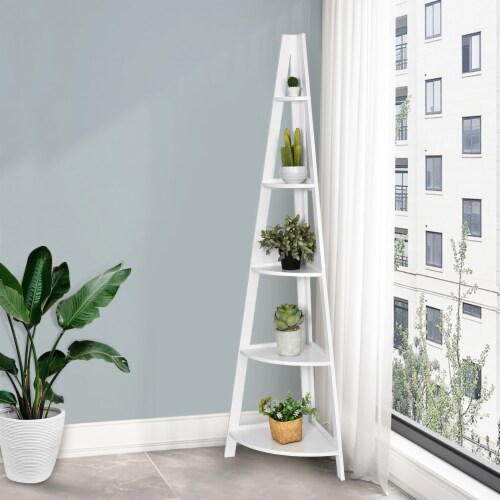 White gloss deals corner ladder shelf