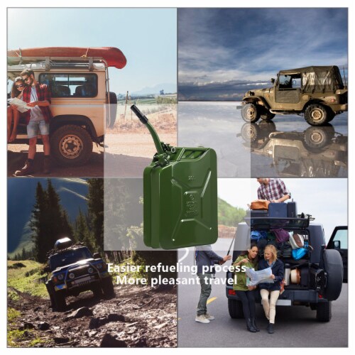 5 Gallon 20L Jerry Fuel Can Steel Gas Container Emergency Backup w/ Spout Green Perspective: top