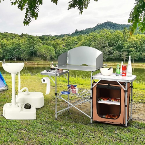 En smule Port Politibetjent Gymax Outdoor Kitchen Foldable Grilling Stand Portable Camping Grill Table  BBQ Table, 1 unit - Gerbes Super Markets