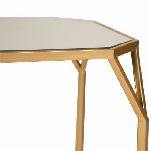 Glitzhome Nesting End Tables, Gold Glass Top Metal Frame for Indoor & Outdoor Perspective: top