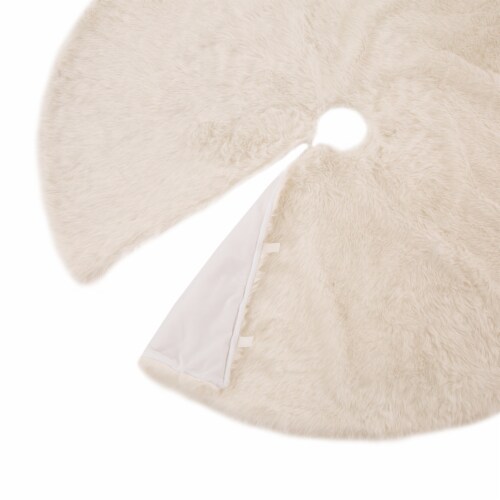 Glitzhome Plush Christmas Tree Skirt - White Perspective: top