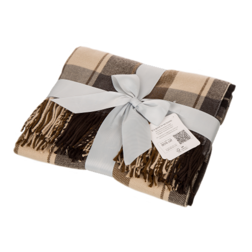 Glitzhome Acrylic Plaid Woven Tassel Throw Blanket Perspective: top