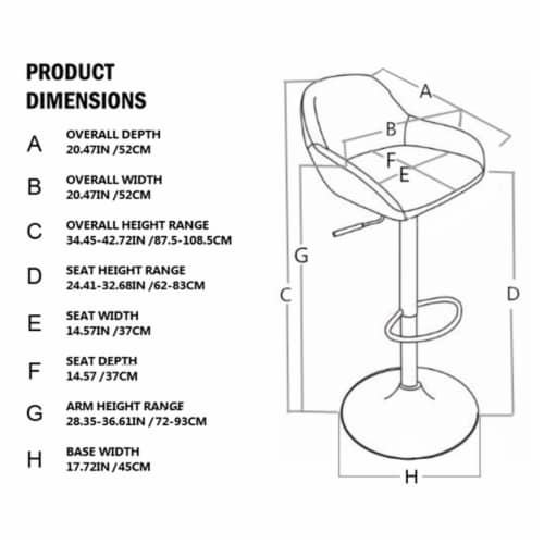 Glitzhome Set of Two Mid-Back Bar Stool with Adjustable Heigh Swivel Industrial Pub Barstools Perspective: top