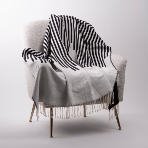Glitzhome 50 x 60 Inches Throw Blanket Woven Cotton Geometric Jacquard Perspective: top