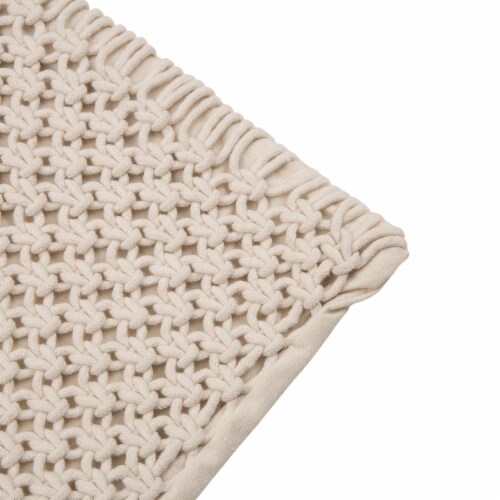 Glitzhome Diamond Handmade Rope Woven Pillow Cover Perspective: top