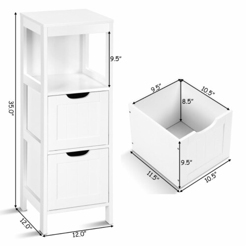 Bathroom Floor Cabinet Multifunctional Bathroom Storage Organizer W/2 Drawers Perspective: top
