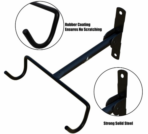 Noa Store Bike Wall Mount Hanger Black | Foldable Horizontal Bicycle Rack for All Bikes Perspective: top