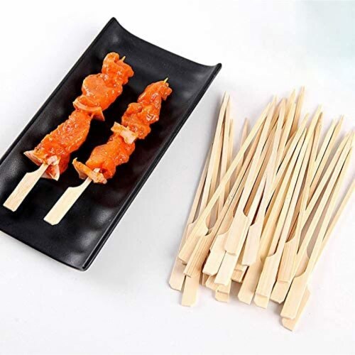 Noa Store 200 Bamboo Skewers 4 Inch, Wooden Paddle Picks Perspective: top