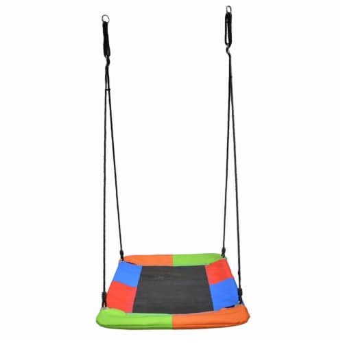 Swinging Monkey Giant 40 x 30 Square Mat Platform Outdoor Play Swing, Rainbow Perspective: top