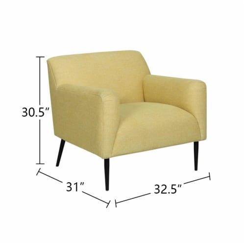 Fabric Upholstered Accent Chair with Metal Legs in Lemon and Black Perspective: top