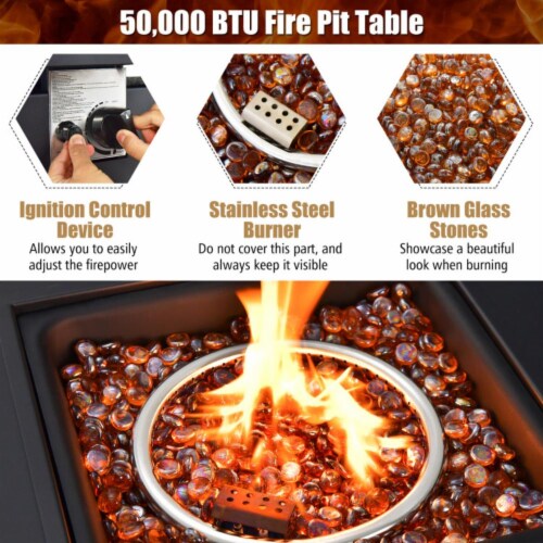 Hivvago 50 000 BTU 32 Inch Square Propane Gas Fire Pit Table Perspective: top