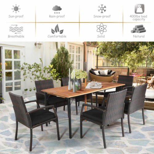 Rattan garden table with umbrella hole best sale