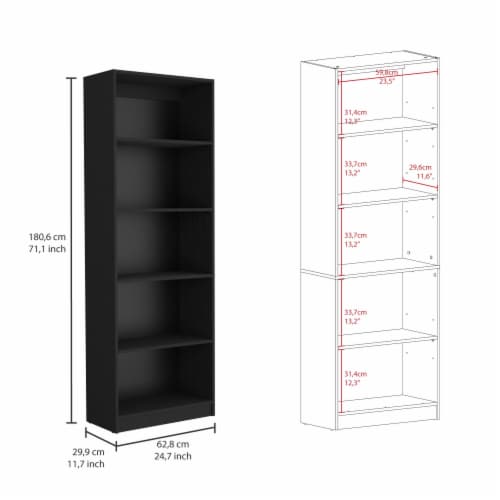 Home 4 Shelves Bookcase with Multi-Tiered Storage Perspective: top