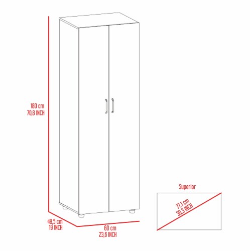 Aurora Armoire, Two Internal Shelves, Rod, Two-Door Armoire-Black, For Bedroom Perspective: top
