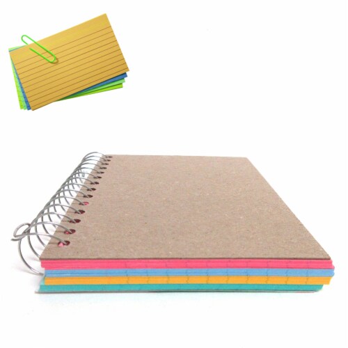 2 Pack Spiral Bound Index Cards 3  X 5  Ruled 50Ct Assorted Colors School Office Perspective: top