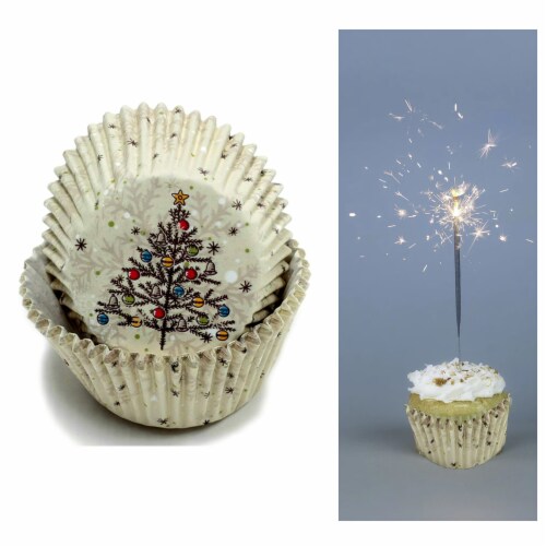 100X Holiday Cupcake Liners Christmas Tree Cake Muffin Baking Cups Party Dessert Perspective: top
