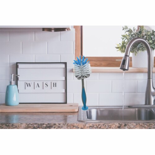 4 PC Scrub Brush Standing Suction Cup Sink Scrubber Dish Kitchen Gadgets Washing Perspective: top