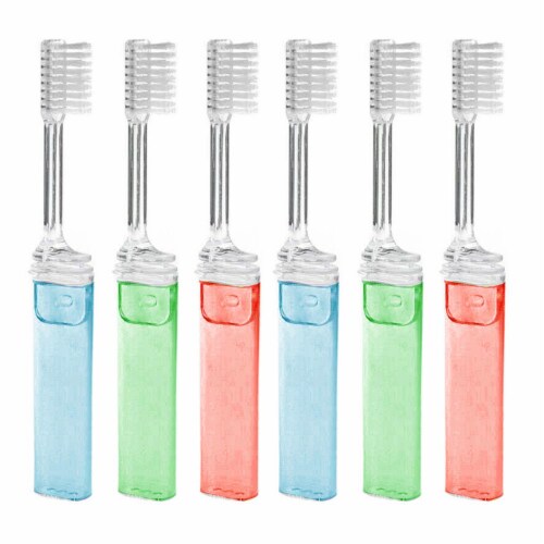 6 Pc Portable Toothbrush Holiday Compact Travel Brush Soft Bristles Oral Care Perspective: top