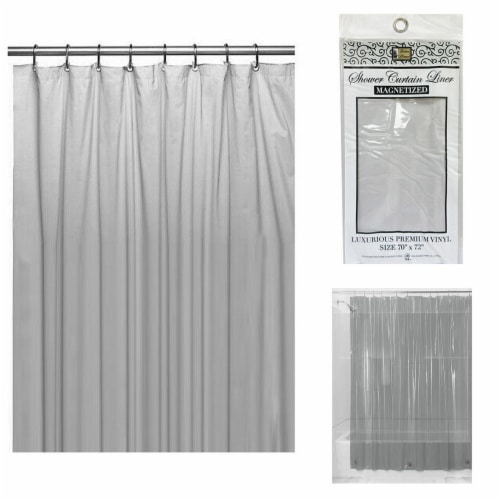 Shower Curtain Liner Heavy Duty Magnetic Mildew Resistant Vinyl Waterproof Gray Perspective: top