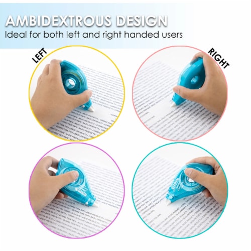 6 White Out Correction Tape Roller Pen School Paper Office Supplies Applies Dry Perspective: top