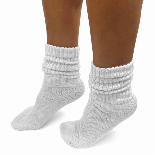 4 Pairs Girls White Slouch Socks Scrunchie Cotton Plush Soft Thick