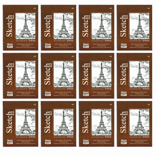 12 Pc Bulk Sketch Pad Drawing Books Sketchbooks Side Spiral Bound Paper 8.5 X11 Perspective: top