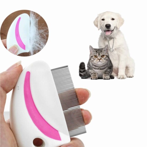 2 Pc Stainless Steel Comb Dog Cat Pet Flea Metal Brush Shedding Detangling Tool Perspective: top