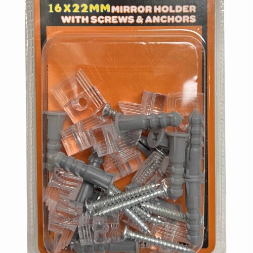 24 Wall Mirror Holder Clips Clear Retainer Mounting Brackets Screws Anchors Kit Perspective: top