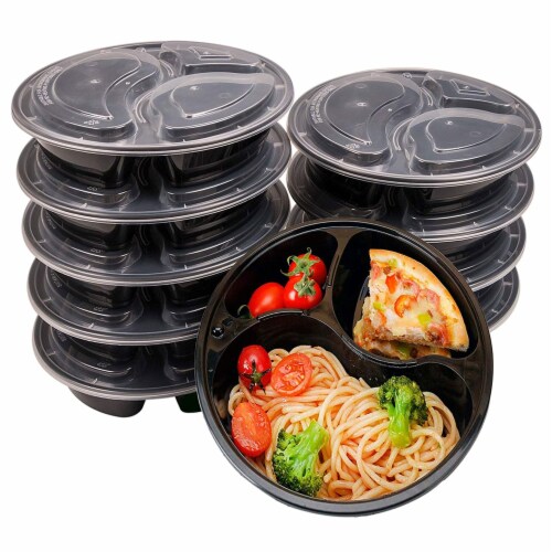 12 Meal Prep Containers 3 Compartment Plate W/ Lids Reusable Food Storage  30oz, 1 - King Soopers