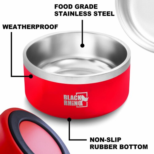 Black Rhino Red 64 Oz Dura Bowl Double Insulated Food Water Dog