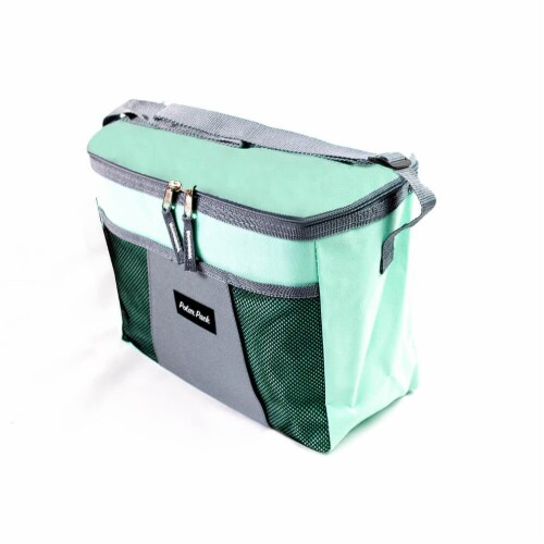 Kole Imports PLRPKQLTBLGN Polar Pack 12 Can Quilted Tote Bag Insulated Cooler in Blue/Green