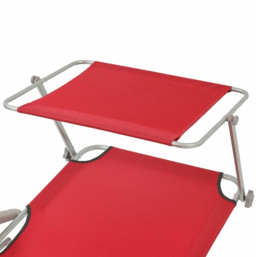 vidaXL Sun Lounger with Canopy Steel Red Perspective: top