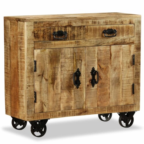 vidaXL Sideboard with 2 Drawers and 1 Cabinet Rough Mango Wood Perspective: top