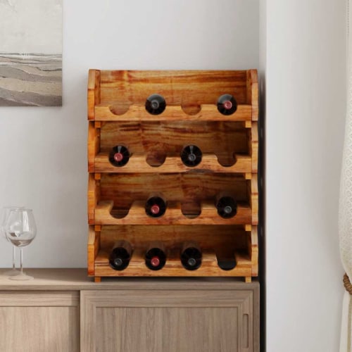 vidaXL Wine Racks 4 pcs for 16 Bottles Solid Reclaimed Wood Perspective: top