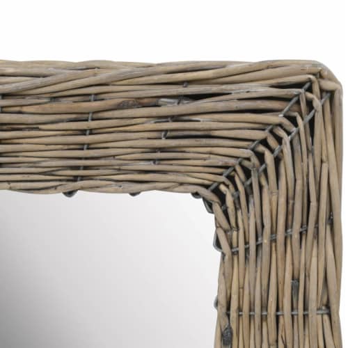 vidaXL Mirror Wicker Brown 15.7 x23.6 Perspective: top