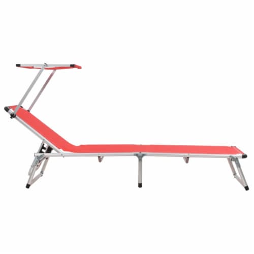 vidaXL Folding Sun Lounger with Roof Aluminum and Textilene Red 1 Mariano s